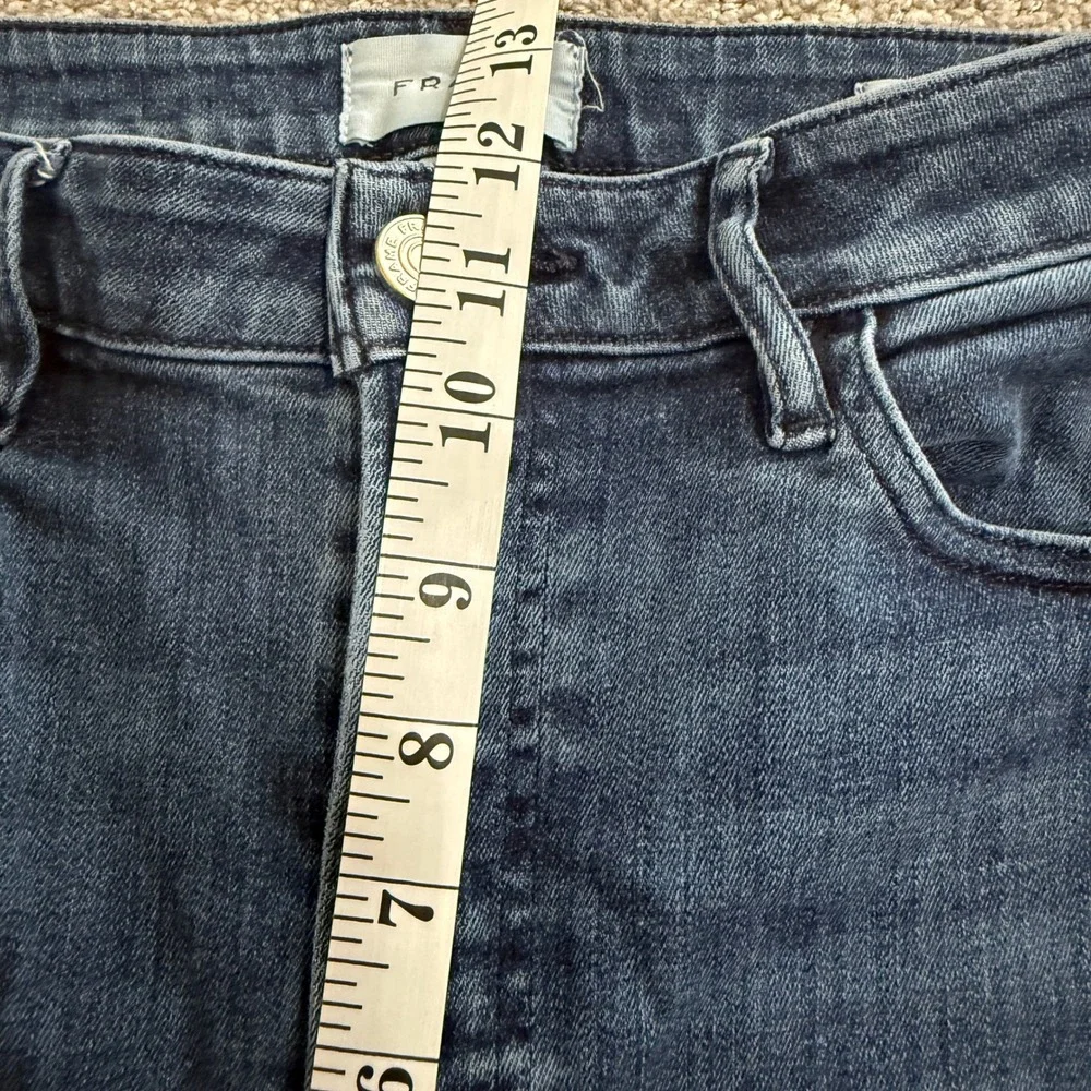 FRAME Le Crop Mini Boot High Rise Raw Hem Jeans Women's Size 30 Denim Dark Wash - Picture 6 of 10